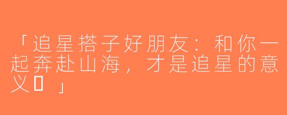 「追星搭子好朋友：和你一起奔赴山海，才是追星的意义✨」