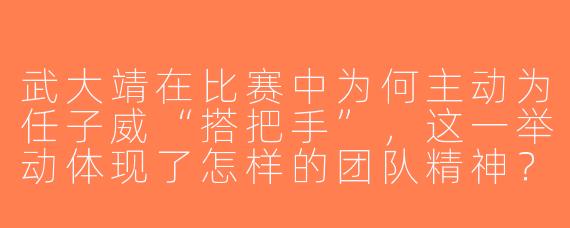 武大靖在比赛中为何主动为任子威“搭把手”，这一举动体现了怎样的团队精神？
