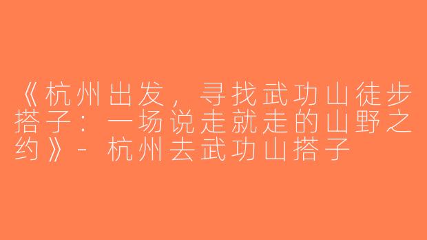 《杭州出发，寻找武功山徒步搭子：一场说走就走的山野之约》-杭州去武功山搭子