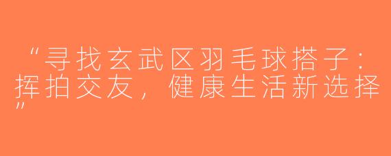 “寻找玄武区羽毛球搭子：挥拍交友，健康生活新选择”