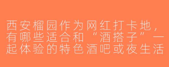 西安榴园作为网红打卡地，有哪些适合和“酒搭子”一起体验的特色酒吧或夜生活玩法？