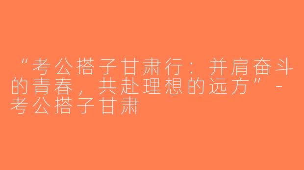 “考公搭子甘肃行：并肩奋斗的青春，共赴理想的远方”-考公搭子甘肃