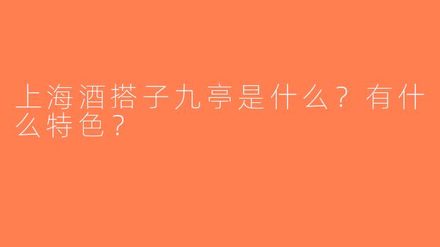 上海酒搭子九亭是什么？有什么特色？