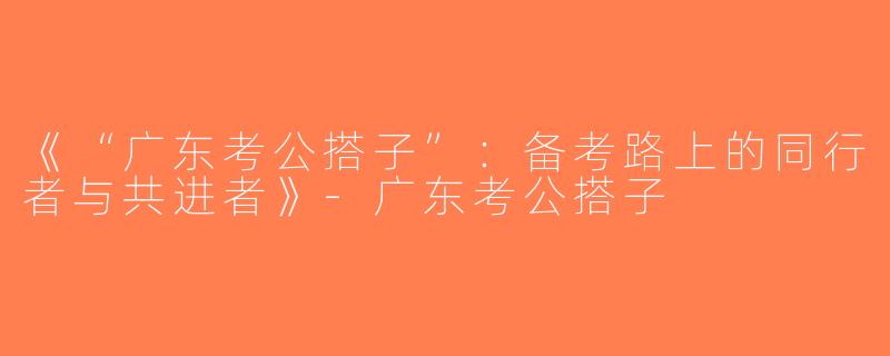 《“广东考公搭子”：备考路上的同行者与共进者》-广东考公搭子