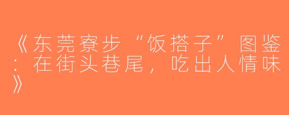 《东莞寮步“饭搭子”图鉴：在街头巷尾，吃出人情味》