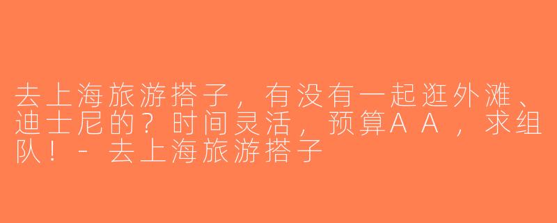 去上海旅游搭子，有没有一起逛外滩、迪士尼的？时间灵活，预算AA，求组队！-去上海旅游搭子