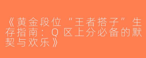 《黄金段位“王者搭子”生存指南：Q区上分必备的默契与欢乐》