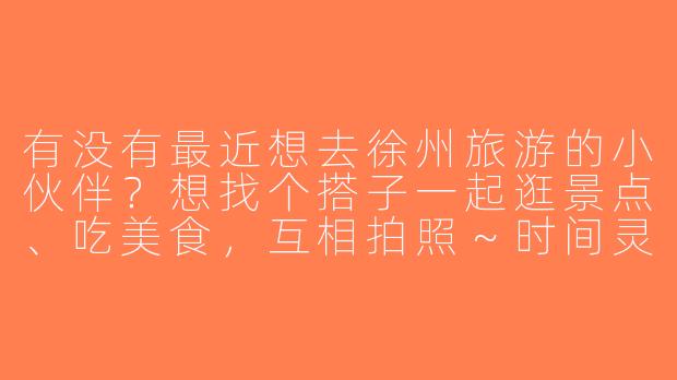 有没有最近想去徐州旅游的小伙伴？想找个搭子一起逛景点、吃美食，互相拍照～时间灵活，性格随和，有兴趣的私聊呀！-找徐州旅游搭子