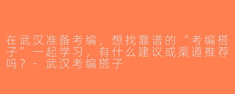 在武汉准备考编，想找靠谱的“考编搭子”一起学习，有什么建议或渠道推荐吗？-武汉考编搭子
