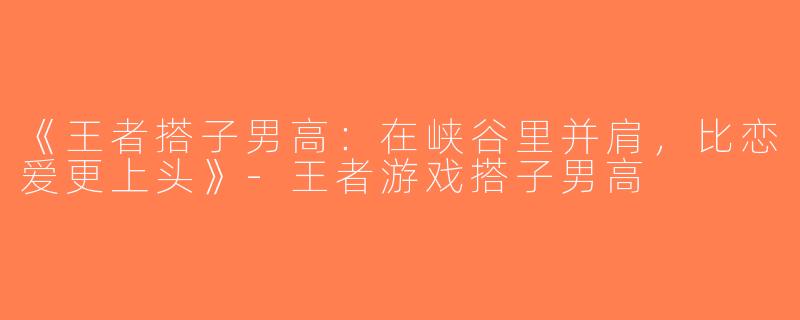 《王者搭子男高：在峡谷里并肩，比恋爱更上头》-王者游戏搭子男高