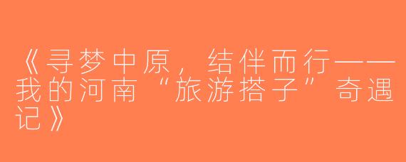 《寻梦中原，结伴而行——我的河南“旅游搭子”奇遇记》
