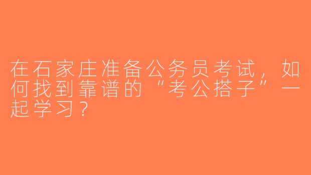 在石家庄准备公务员考试，如何找到靠谱的“考公搭子”一起学习？