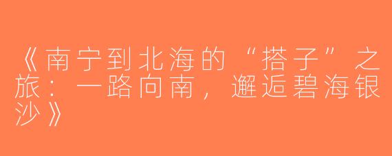 《南宁到北海的“搭子”之旅：一路向南，邂逅碧海银沙》