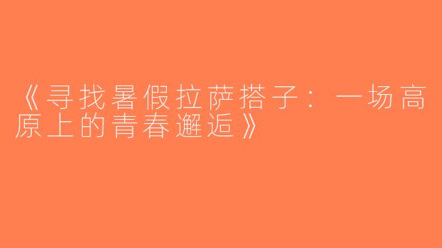 《寻找暑假拉萨搭子：一场高原上的青春邂逅》