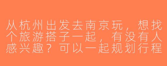 从杭州出发去南京玩，想找个旅游搭子一起，有没有人感兴趣？可以一起规划行程，分摊费用，互相拍照～