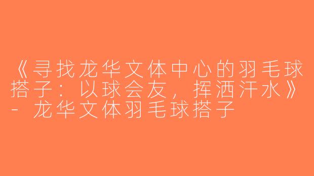 《寻找龙华文体中心的羽毛球搭子：以球会友，挥洒汗水》-龙华文体羽毛球搭子