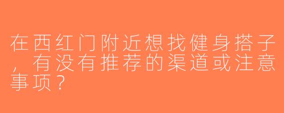 在西红门附近想找健身搭子，有没有推荐的渠道或注意事项？