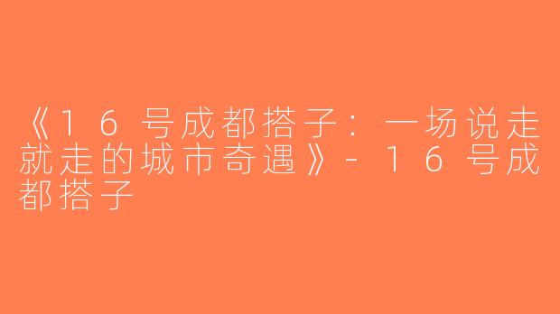 《16号成都搭子：一场说走就走的城市奇遇》-16号成都搭子