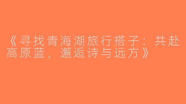 《寻找青海湖旅行搭子：共赴高原蓝，邂逅诗与远方》