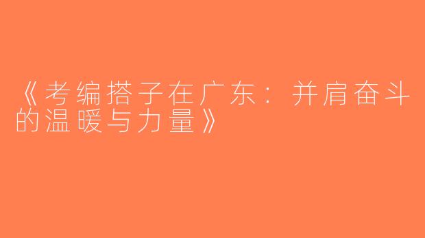 《考编搭子在广东：并肩奋斗的温暖与力量》