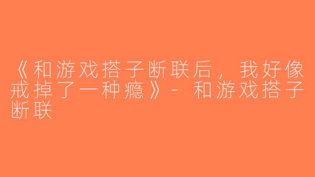 《和游戏搭子断联后，我好像戒掉了一种瘾》-和游戏搭子断联
