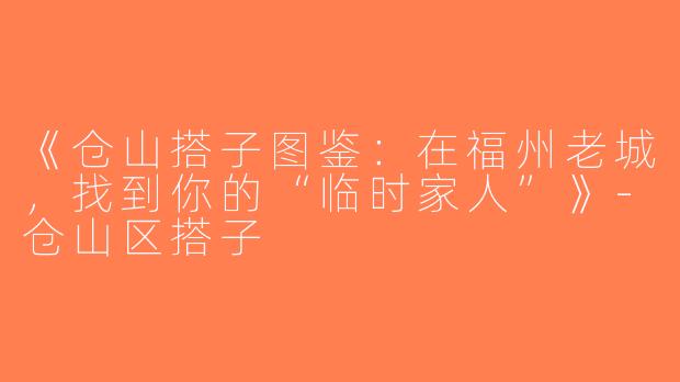 《仓山搭子图鉴：在福州老城，找到你的“临时家人”》-仓山区搭子