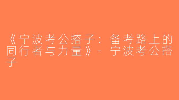 《宁波考公搭子：备考路上的同行者与力量》-宁波考公搭子