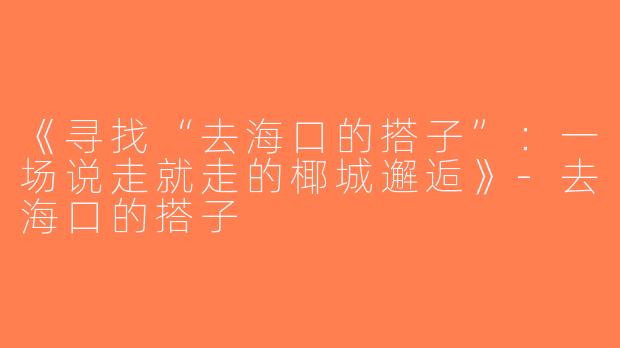 《寻找“去海口的搭子”：一场说走就走的椰城邂逅》-去海口的搭子