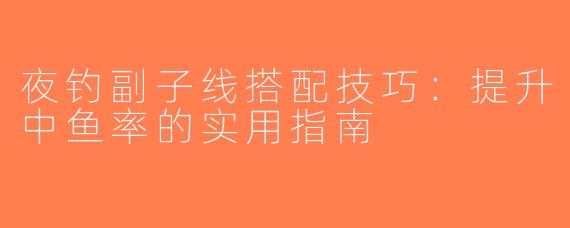 夜钓副子线搭配技巧：提升中鱼率的实用指南