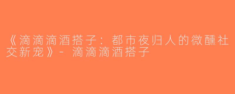 《滴滴滴酒搭子：都市夜归人的微醺社交新宠》-滴滴滴酒搭子