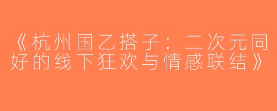 《杭州国乙搭子：二次元同好的线下狂欢与情感联结》