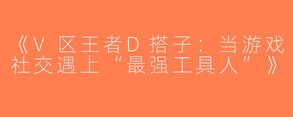 《V区王者D搭子：当游戏社交遇上“最强工具人”》