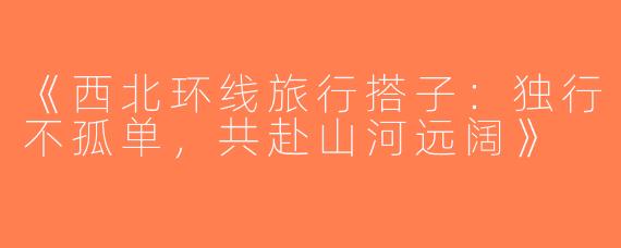 《西北环线旅行搭子：独行不孤单，共赴山河远阔》
