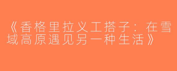 《香格里拉义工搭子：在雪域高原遇见另一种生活》