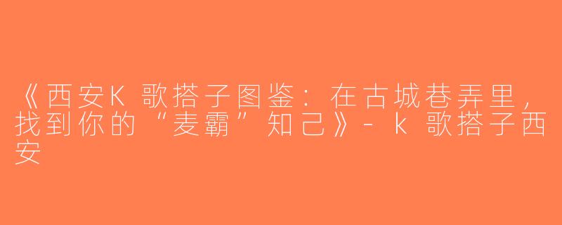 《西安K歌搭子图鉴：在古城巷弄里，找到你的“麦霸”知己》-k歌搭子西安