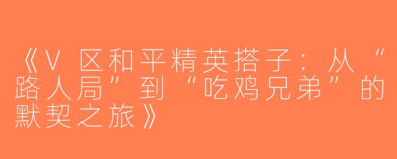 《V区和平精英搭子：从“路人局”到“吃鸡兄弟”的默契之旅》