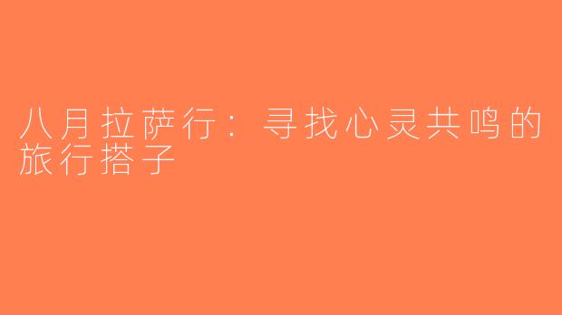 八月拉萨行：寻找心灵共鸣的旅行搭子