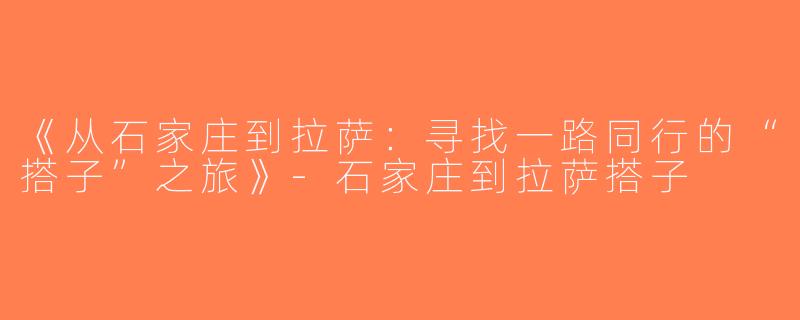 《从石家庄到拉萨：寻找一路同行的“搭子”之旅》-石家庄到拉萨搭子