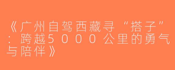 《广州自驾西藏寻“搭子”：跨越5000公里的勇气与陪伴》