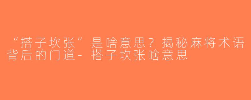 “搭子坎张”是啥意思？揭秘麻将术语背后的门道-搭子坎张啥意思