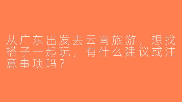 从广东出发去云南旅游，想找搭子一起玩，有什么建议或注意事项吗？