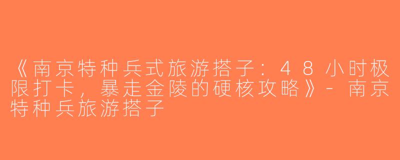 《南京特种兵式旅游搭子：48小时极限打卡，暴走金陵的硬核攻略》-南京特种兵旅游搭子
