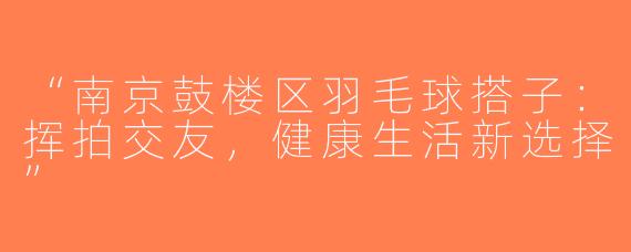 “南京鼓楼区羽毛球搭子：挥拍交友，健康生活新选择”