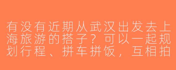 有没有近期从武汉出发去上海旅游的搭子？可以一起规划行程、拼车拼饭，互相拍照~