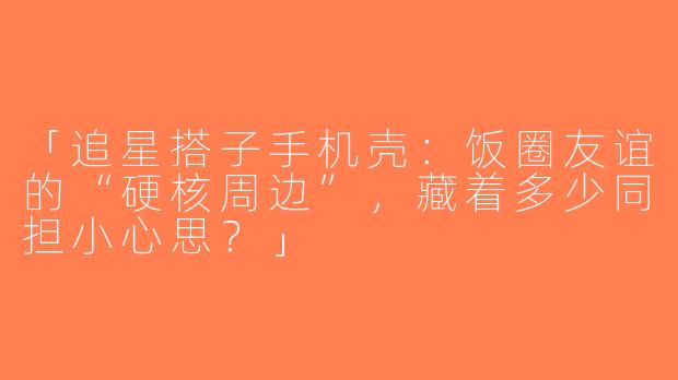 「追星搭子手机壳：饭圈友谊的“硬核周边”，藏着多少同担小心思？」