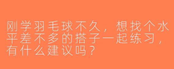 刚学羽毛球不久，想找个水平差不多的搭子一起练习，有什么建议吗？