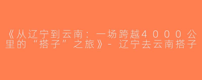 《从辽宁到云南：一场跨越4000公里的“搭子”之旅》-辽宁去云南搭子