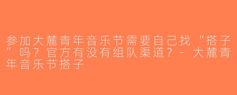 参加大麓青年音乐节需要自己找“搭子”吗？官方有没有组队渠道？-大麓青年音乐节搭子