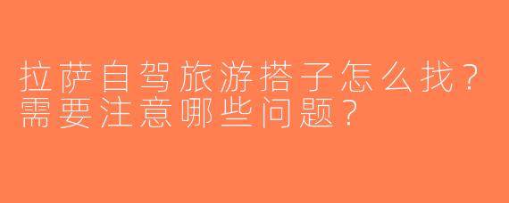 拉萨自驾旅游搭子怎么找？需要注意哪些问题？