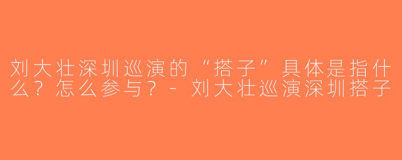 刘大壮深圳巡演的“搭子”具体是指什么？怎么参与？-刘大壮巡演深圳搭子